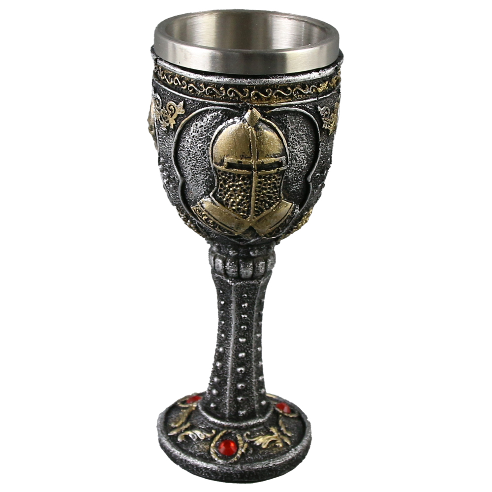 Pocal din metal si rasina Cavaler 8x18 CM, cu margele rosii