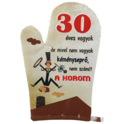 Manusa de bucatarie "30 eves vagyok...", din textil, 27 CM