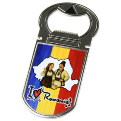 Desfacator sticle cu magnet "I Love Romania", Tricolor 4x9 CM
