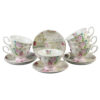 Set 6 cesti din ceramica cu farfurii, 220 ml, "Classic Lady", in cutie cadou