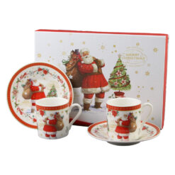 Set 2 cesti de Craciun cu farfurii, 90 ml,"Merry Christmas"