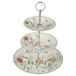 Platou etajat cu trei nivele, din ceramica, Flori de camp