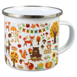 Cana metalica emailata "Toamna", 240 ml, Animale de padure