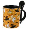Cana ceramica cu lingurita Halloween, 330 ml, Fantome