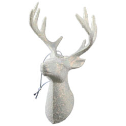 Ornament de brad 12 CM, Cerb din acril, alb cu glitter