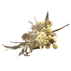 Pick decor cu bobite si frunze aurii 26 CM