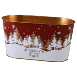 Ghiveci oval din metal 23x11 CM, Merry Christmas