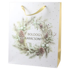 Punga cadou Craciun 26x32 CM, "Boldog Karacsonyt", Coronita