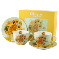 Set 2 cesti cu farfurii din portelan 270 ml "Sunflowers" de V. van Gogh, in cutie decorativa