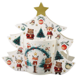 Cana portelan 400 ml, Christmas Cuties, in ambalaj decorativ, Animalute de Craciun