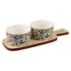 Set 2 boluri cu suport din bambus 26x10 CM, Serving Set