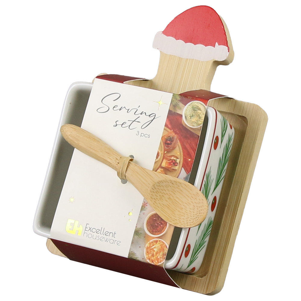 Bol cu lingurita si suport din bambus 9.5 CM, Serving Set - imagine 2