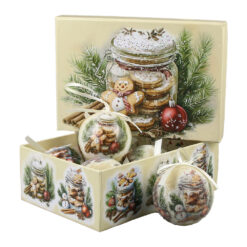 Set 6 globuri pentru brad, din plastic 6 CM, Turta dulce