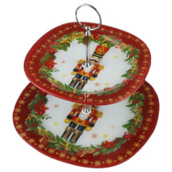 Platou etajat cu 2 nivele, din sticla, 25/20 CM, Spargator de nuci