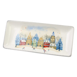 Platou din ceramica 28x12 CM, Peisaj de iarna