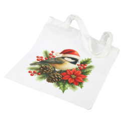 Sacosa textil cu fermoar, Pasare cu caciula, 36x38 CM