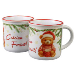 Cana ceramica "Craciun Fericit!" 300 ml, Ursulet, Vintage