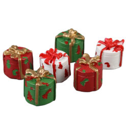 Set 6 Cutii cadou din rasina 2 CM, rosu/verde