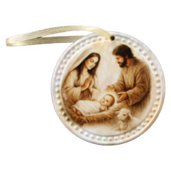 Magnet de frigider din ceramica 6.5 CM, cu agatatoare, Sfanta Familie