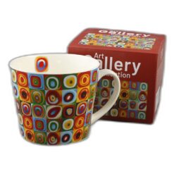 Cana portelan 600 ml "Squares with Circles" de W. Kandinsky, in cutie decorativa