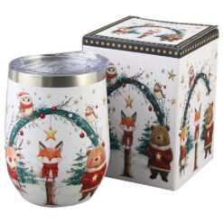 Cana termos 330 ml, Christmas Cuties, in cutie decorativa, Animalute de Craciun