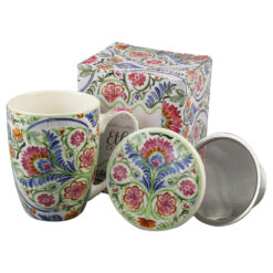 Cana portelan cu infuzor metalic si capac 360 ml, "Mayflower", in cutie decorativa