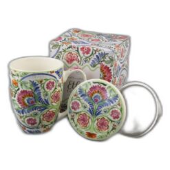 Cana portelan cu infuzor metalic si capac 360 ml, "Mayflower", in cutie decorativa