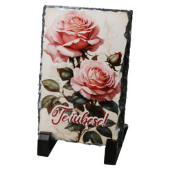 Placa ardezie "Te iubesc!" 9x14 cm, Trandafiri