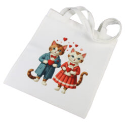 Sacosa textil 30x35 cm, Pisici indragostiti