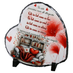 Placa ardezie inima "Tu esti povestea mea de dragoste..." 20x19 cm