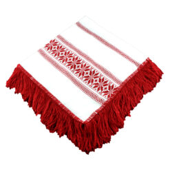 Fata de masa artizanat 80x80 CM Alb/Rosu