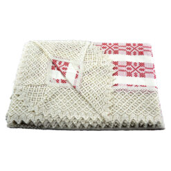 Fata de masa artizanat 220x160 CM Crem/Rosu, 80 % bbc, 20 % acril