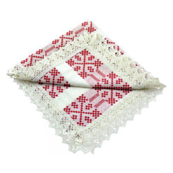 Servetel artizanat 40x40 CM Crem/Rosu, 80 % bbc, 20 % acril