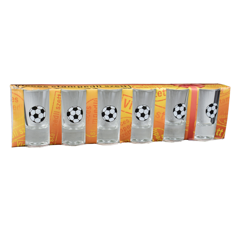 Set 6 pahare pentru shot-uri - Design Minge de fotbal - imagine 2