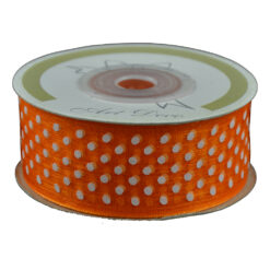 Rola panglica organza 25 mm x 20 m, Portocaliu cu buline albe