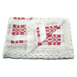 Fata de masa artizanat 110x50 CM Alb/Rosu, 80 % bbc, 20 % acril