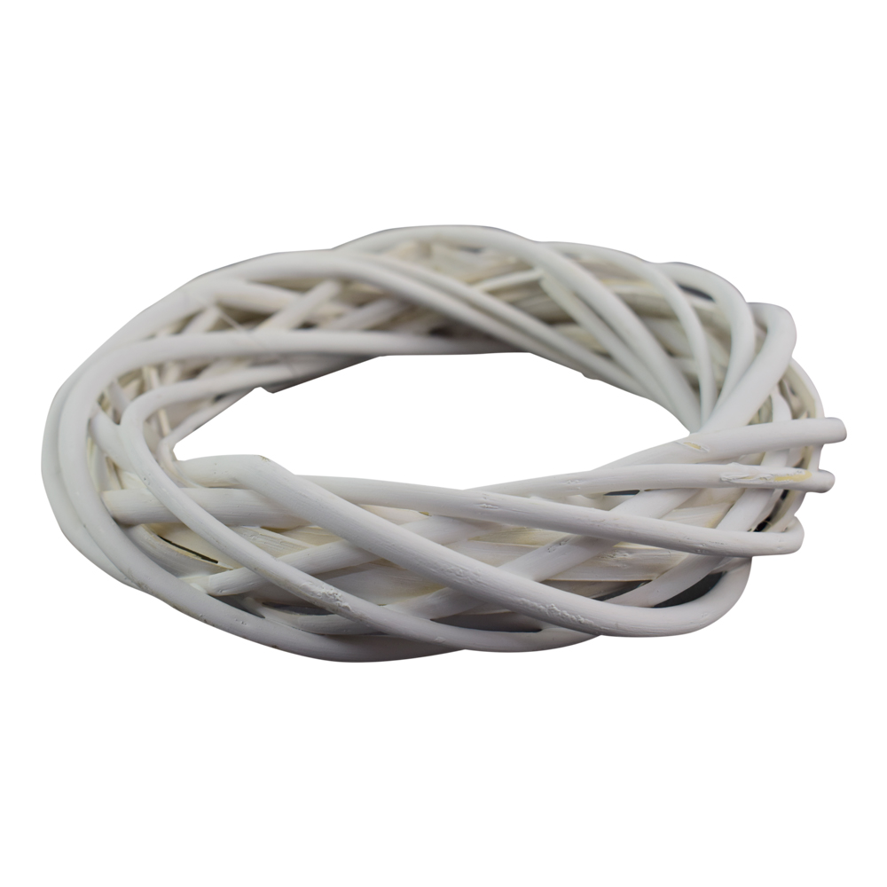 Coroana pentru decor din rachita 20 CM - Alb