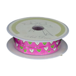 Rola panglica decor 10 mm x 10 m, Pink cu inimioare