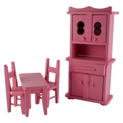 Set mobilier de bucatarie pentru copii, jucarie din lemn, 4 piese, roz