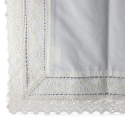 Fata de masa din bumbac 140x180 CM, cu broderie, Ecru