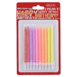 Set 10 lumanari tort colorate cu sclipici 11 CM