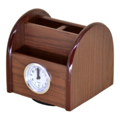 Suport de birou cu ceas realizat din lemn