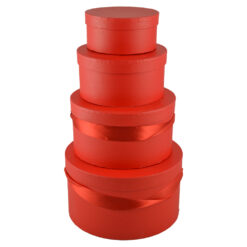 Set 4 cutii rotunde pentru cadouri - Rosu 22 CM
