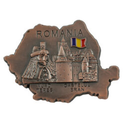 Magnet frigider din metal Vlad Tepes/Castelul Bran 8.5 CM, Harta