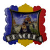 Magnet frigider din lemn si rasina Romania/Dracula 8 CM