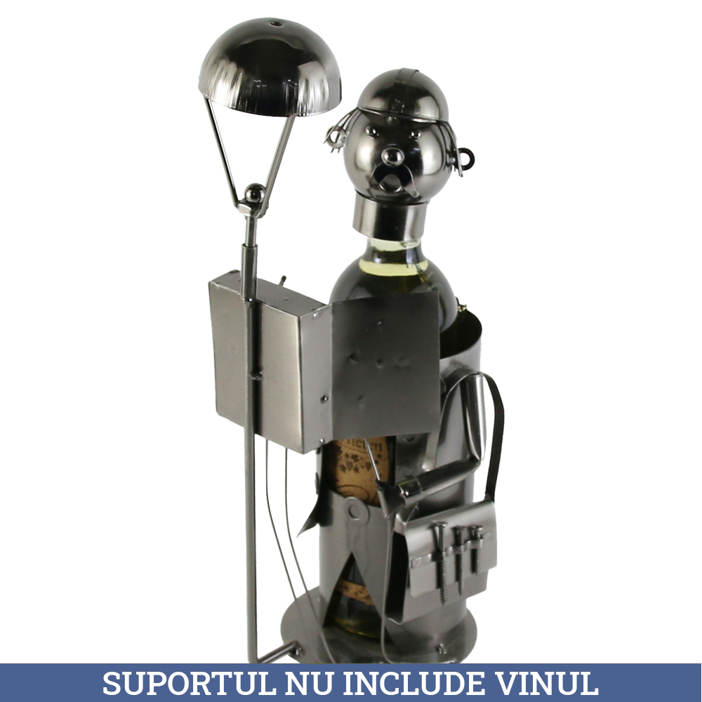 Suport sticla de vin, din metal Electrician 12x38 CM