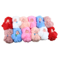 Set 12 brelocuri bebe cu pompon pufos 13 CM