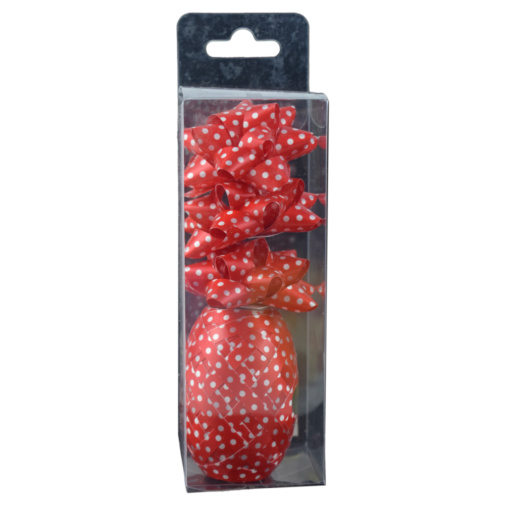 Set 3 fundite si o rola de panglica pentru cadouri cu buline - imagine 3