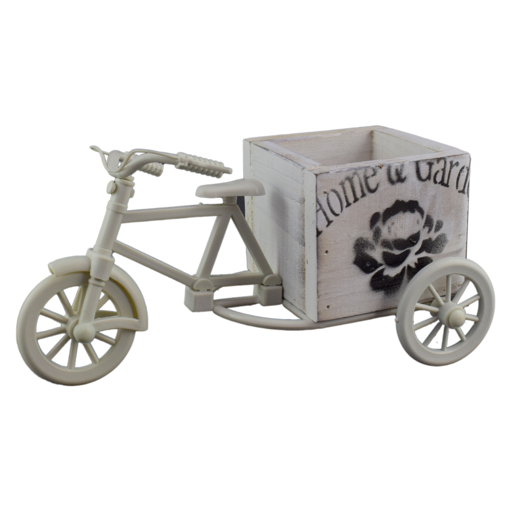 Suport flori din lemn si plastic Bicicleta 21 CM