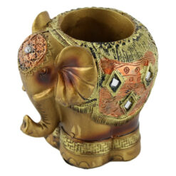 Suport creioane elefant din rasina aurie 11 CM